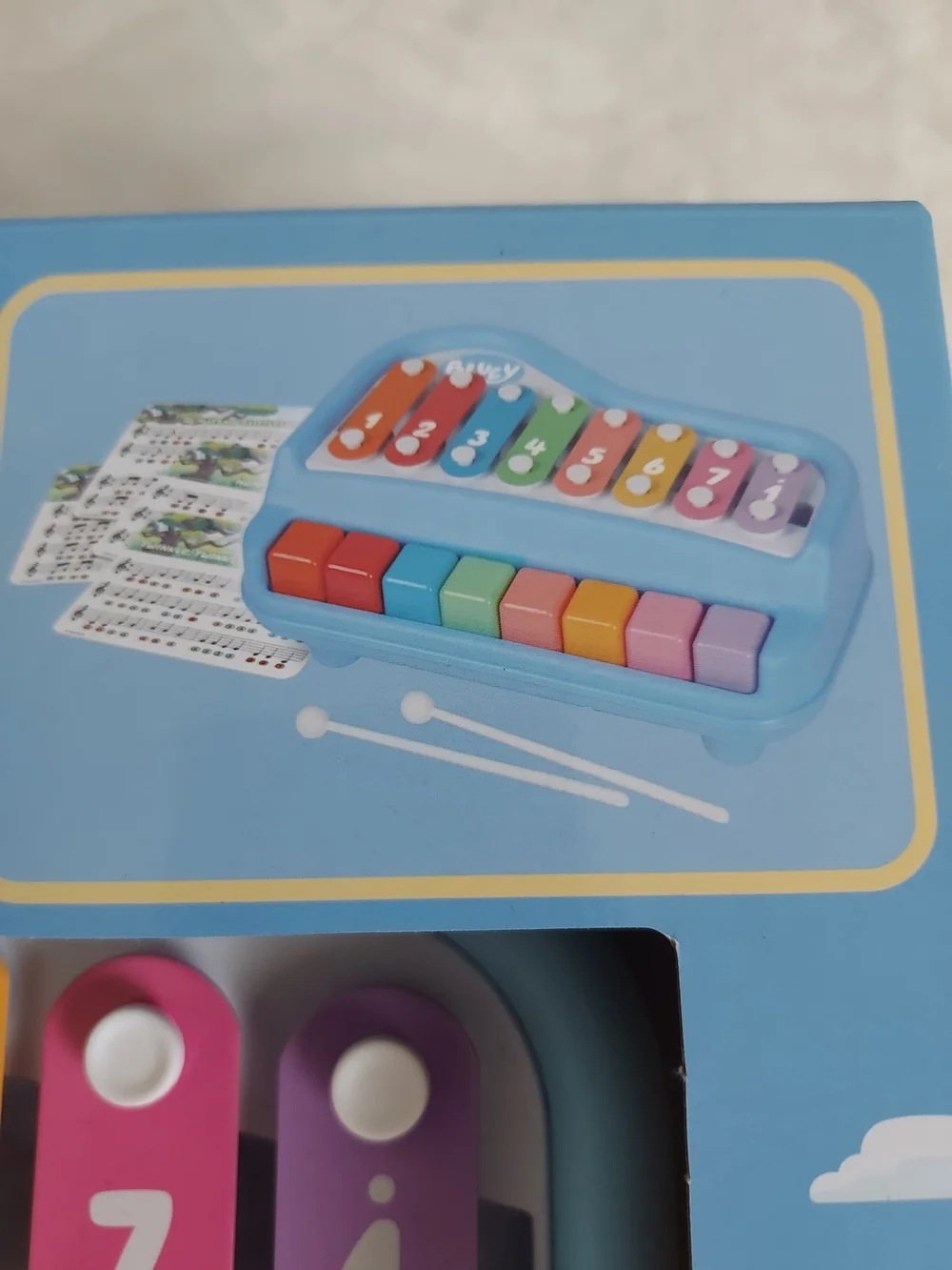 Bluey Kids Rainbow Xylophone Play Along Piano Toy Interactive Music Creativity